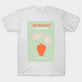 Retro Mykonos Island Plant Green T-Shirt